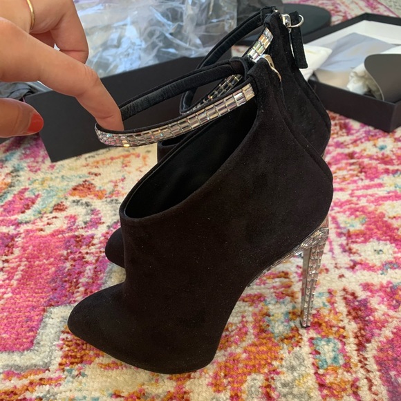 Giuseppe Zanotti Black Suede Sparkle Booties - Picture 3 of 8